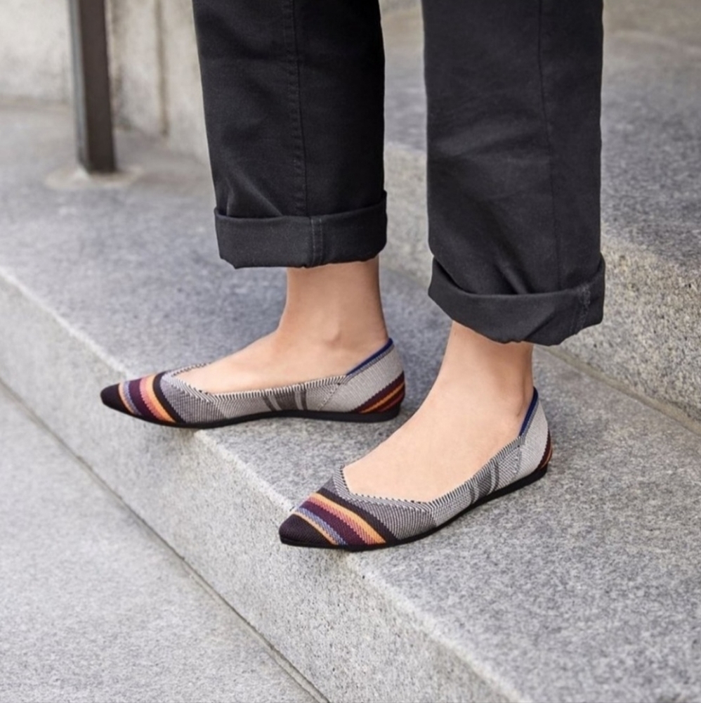 NWT Rothy's Women's Rothy's Grey Inverse Stripe Shoes Size 7